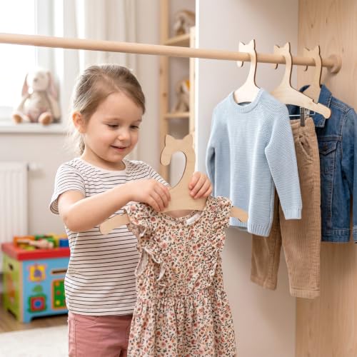 Wooden Baby Hangers with Bear Ears - 10 Pack Non-Slip Design