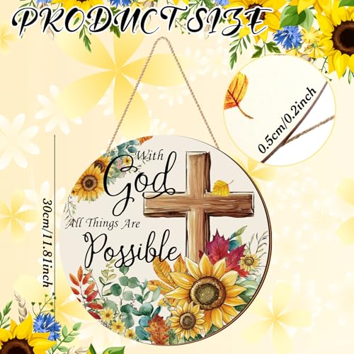Spring Door Hanger - With God All Things Are Possible Sunflower