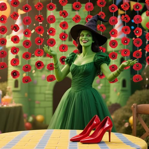 56 Pcs Red Poppy Garland Set for Wizard Party Decoration