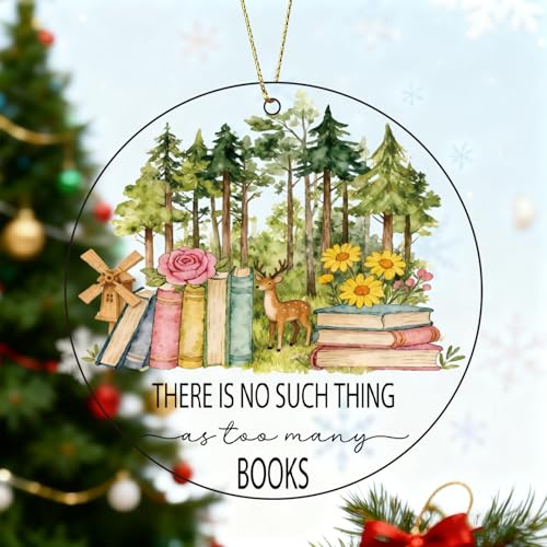Book Lover's Christmas Ornament - 'Too Many Books' 2025 Decor