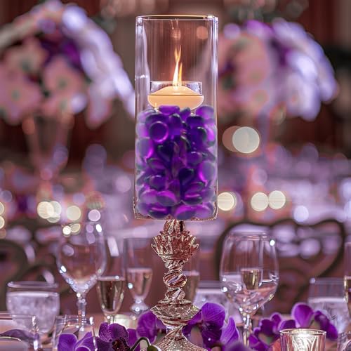 Purple Glass Marbles - 15 oz Flat Gems for Vase Fillers & Decor
