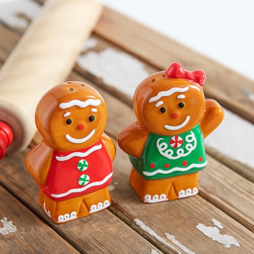 Christmas Gingerbread Man Salt and Pepper Shaker Set - Brown, 2 Pcs