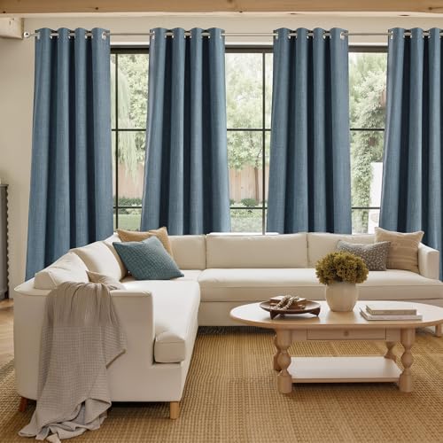NICETOWN Linen Mist Blue Room Darkening Curtains 42"W x 63"L, Pack of 2