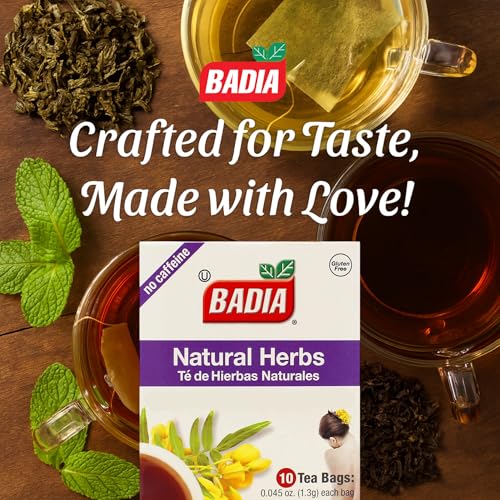 Badia Natural Herbs Tea - Caffeine-Free Herbal Blend, 10 Bags