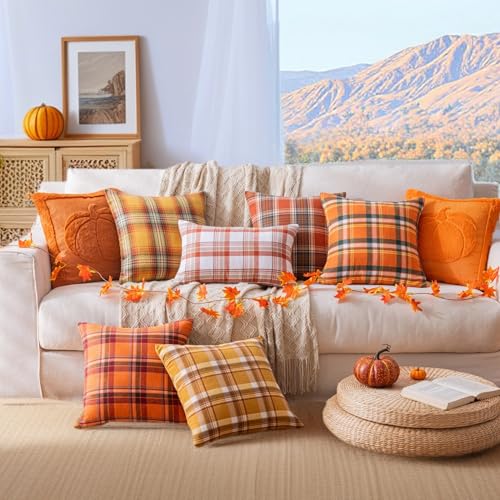 AQOTHES Pumpkin Fall Orange Rust Throw Pillow Cover 18 x 18 - Set of 1, Autumn Decor