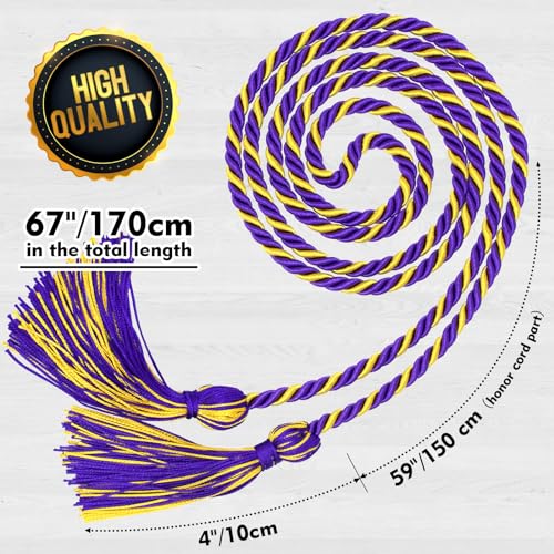 Purple and Gold Graduation Honor Cord 2026 - 67 Inch Academic Cord