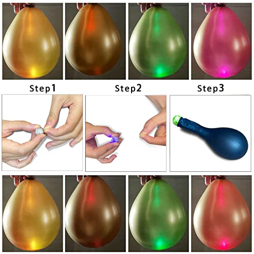 10-Inch Metallic Party Balloons with LED Lights – 20 Pack