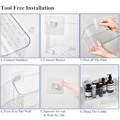 UNIKON Shower Caddy Adhesive Replacement - 4 Pack, No-Drill Mount