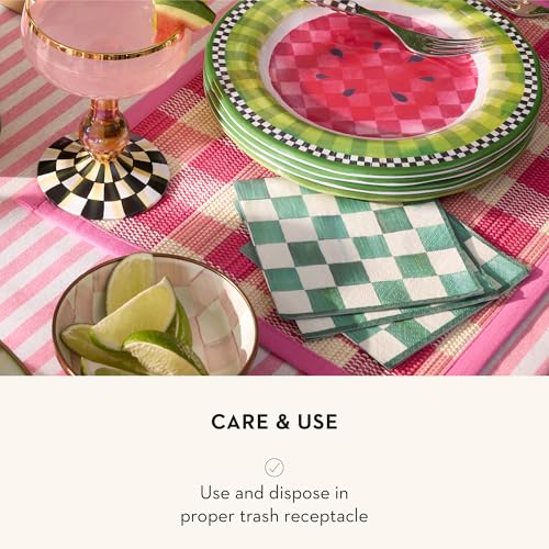 MacKenzie-Childs Green & White Check Cocktail Paper Napkins - Pack of 20