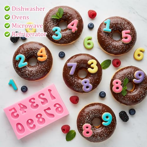 Guduling 4-Piece Silicone Number Molds for Chocolate, Fondant, and Candy