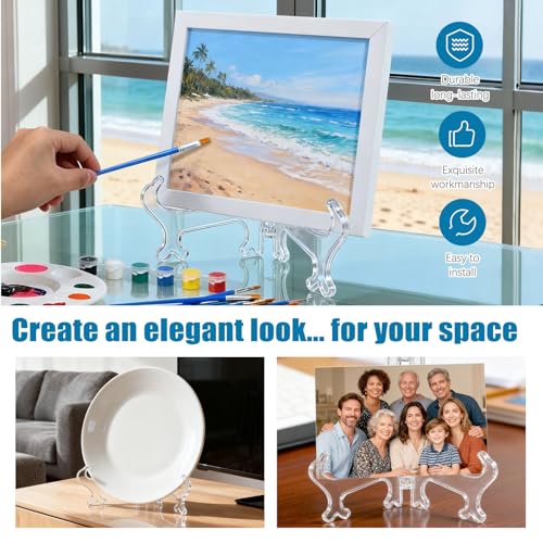 2 Pcs 10-Inch Clear Plastic Plate and Photo Display Stands - Wahijihe