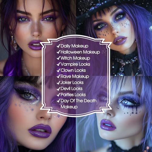 BOBISUKA Purple Eyeshadow Palette and Matte Liquid Lipstick Kit for Costume Makeup