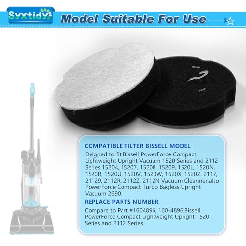 Bissell Powerforce Compact Vacuum Filters - 5 Pack Replacement