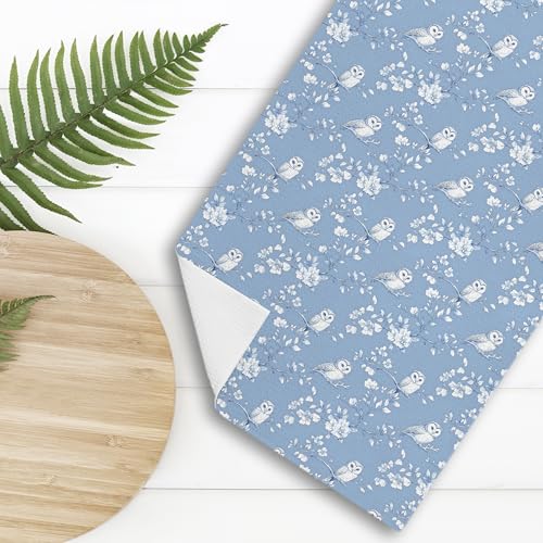 Blue Chinoiserie Bird Print Decorative Hand Towels - 16x24 Inch