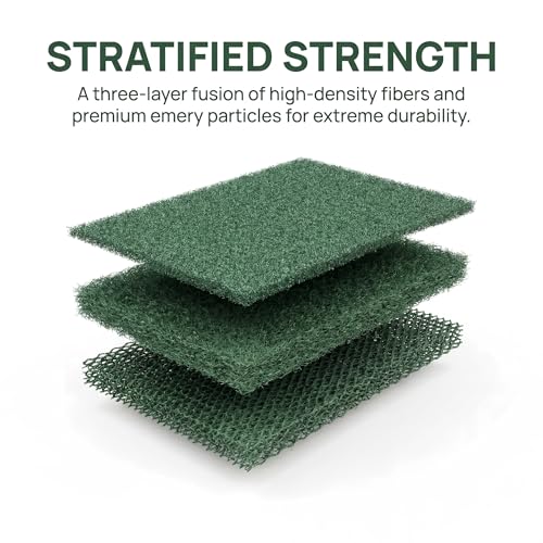 Green Kitchen Scrubbing Pads - 6-Pack Heavy Duty Scourers for Cookware