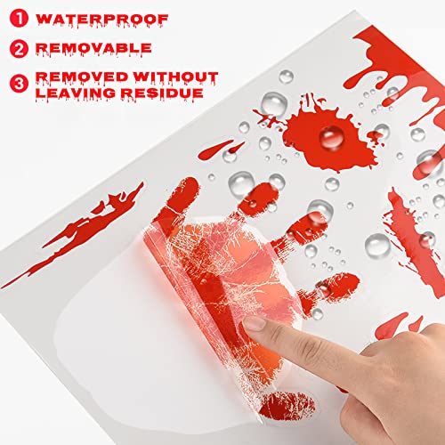 KUUQA Bloody Handprint Window Clings 4 Pcs Horror Halloween Decals