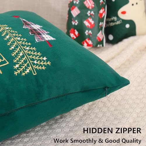 Christmas Pillow Covers 24x24 Set of 2 Green Xmas Tree Decorative Pillowcases