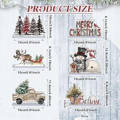 Amyhill Rustic Christmas Wooden Table Signs Set - Neutral / Christmas / 6