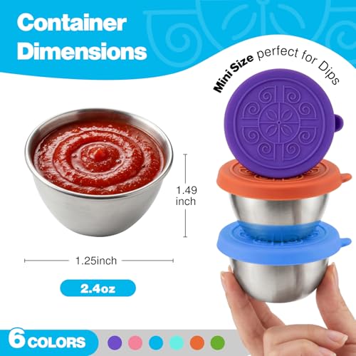 Leakproof Stainless Steel Salad Dressing Containers - 6 Pack