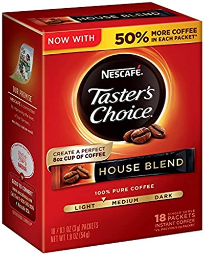 Nescafe Taster's Choice House Blend Instant Coffee Sticks, 18 Count