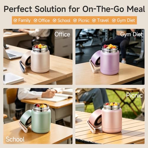 ERTOOE 10oz Insulated Food Jar, Leak-Proof Stainless Steel Lunch Container