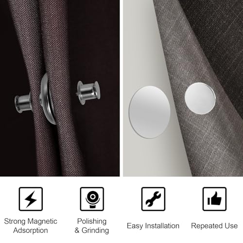 10 Pairs Magnetic Curtain Closure Clips - Strong Hidden Zinc Alloy Magnets