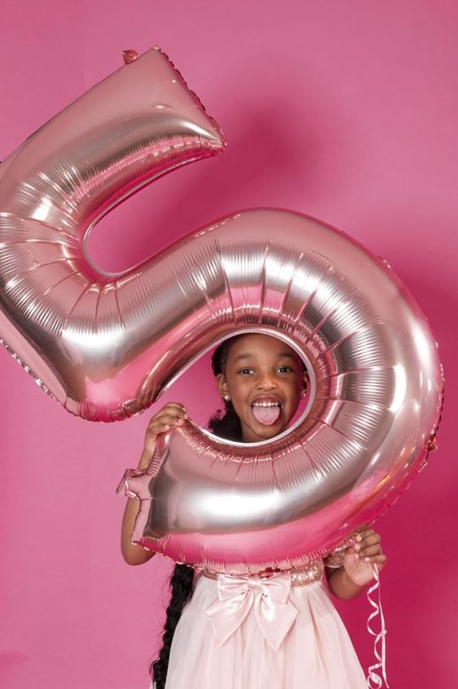 Regine Switzerland 40-Inch Balloon Numbers - Rose Gold 5th Birthday & Wedding Party Decor