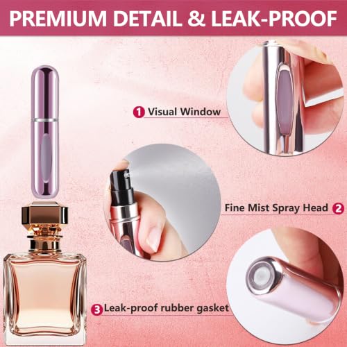 opasyo Refillable Perfume Atomizer Leak-Proof 5ml 4 Pack Travel Spray