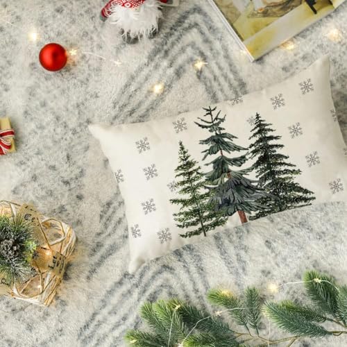 Christmas Outdoor Pillow Cover 12x20 Inch - Winter Snowflake Design
