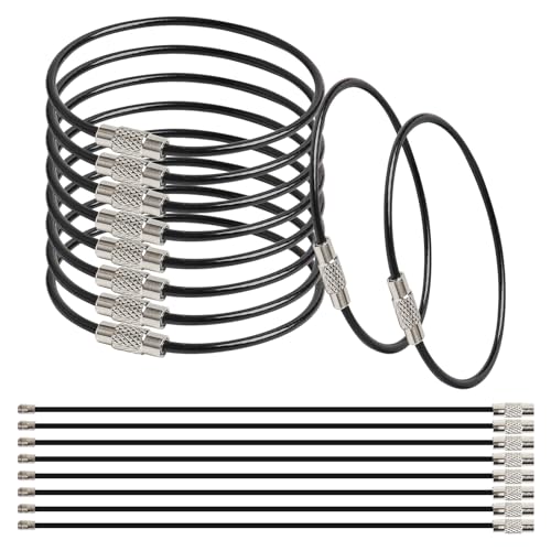 100 Pieces Cable Key Rings Wire Keychain Cable 6 in 2 mm Stainless Steel Wire Key Chain Metal Wire Keychain for Keys, Tags,Transport,Office, Warehouse