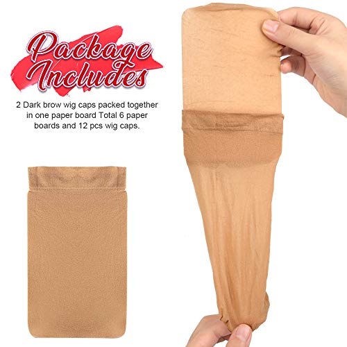 Fandamei 6 Pcs Stretchy Nylon Wig Caps for Women - Light Brown