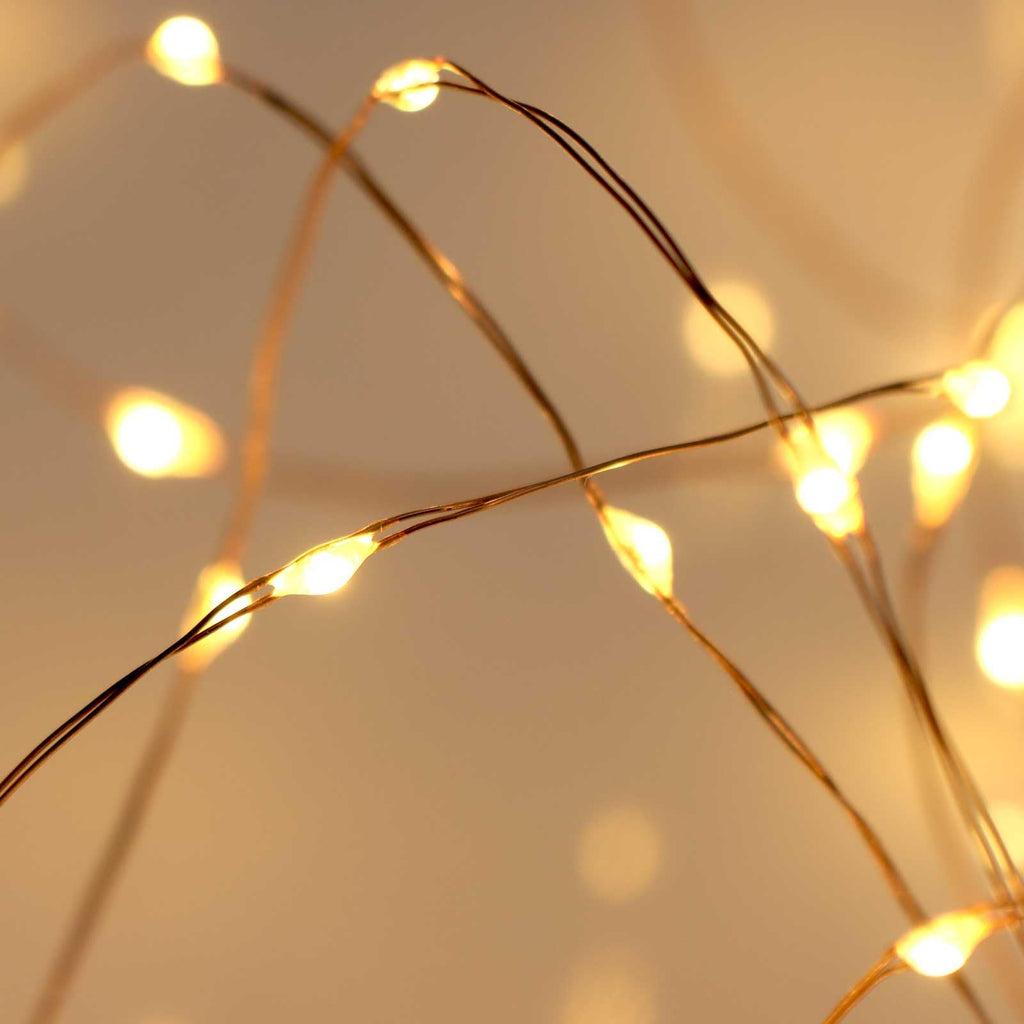 QBIS Warm White Fairy Lights on Copper Wire, 100 Micro LED String Lights with USB Plug, Timer, Multi Function, Adjust Brightness, Pretty Micro LED Christmas Lights