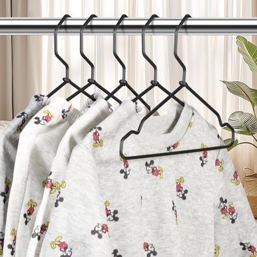 Black Aluminum Baby Hangers - 20 Pack, Space-Saving Toddler Clothing Organizers