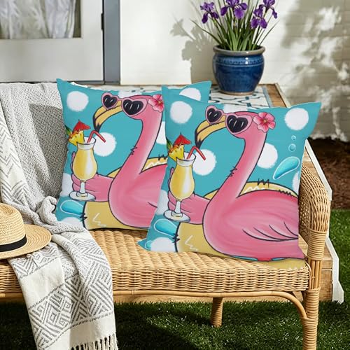 Fukeen Waterproof Flamingo Throw Pillow Covers - 20x20 Inch (2 Pack)