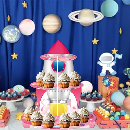 3-Tier Outer Space Cupcake Stand for Galaxy Birthday Parties