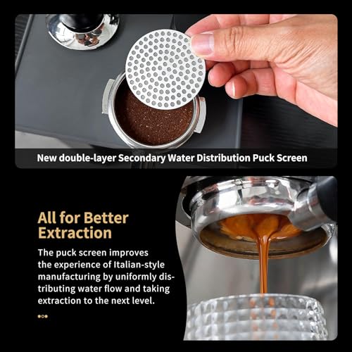 51mm Stainless Steel Espresso Puck Screen with Walnut Stand