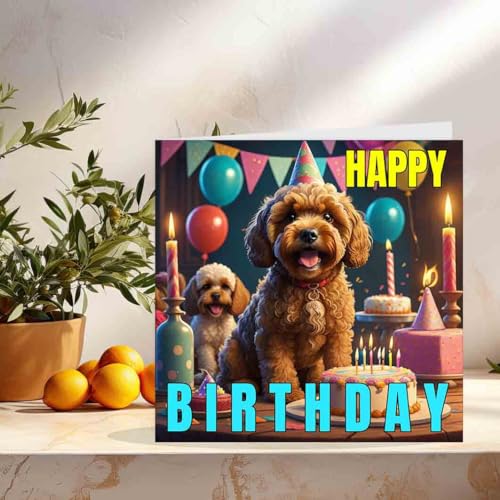 Cockapoo Birthday Card Square Greeting Card by Purple Fox