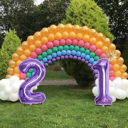 Purple Number 30 Foil Balloon Set with Gold Crown for 30th Birthday Party Decorations