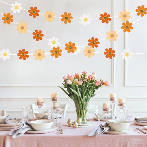 8Pcs Daisy Groovy Boho Party Hanging Banners - Retro Decor