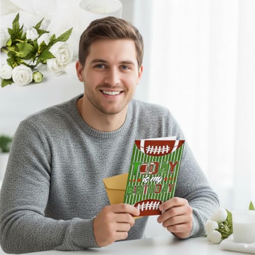 Football Greeting Card with Gold Envelope – Perfect for Birthdays & Thank You Notes