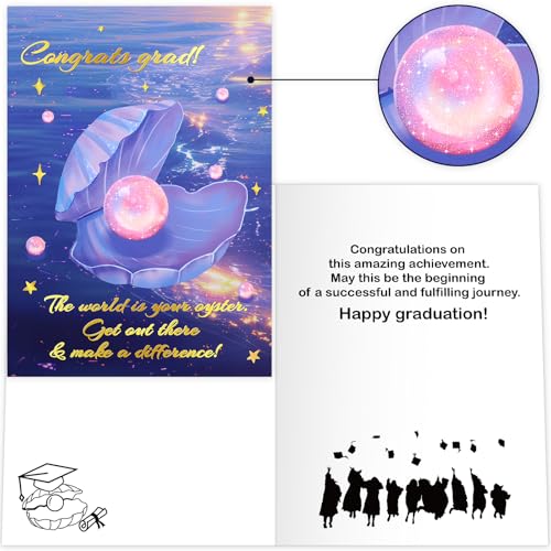 Gold Foil Graduation Card 2026 with Envelope & Stickers