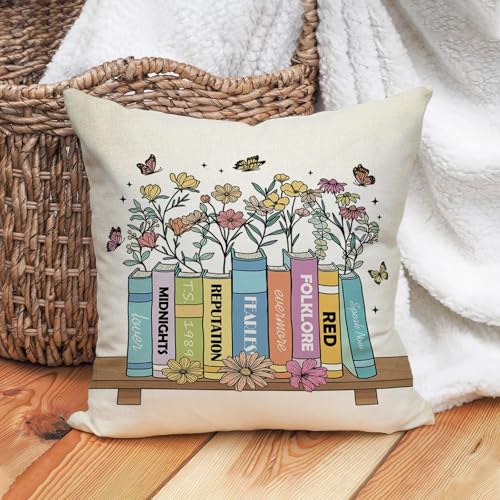 Fahrendom Music Floral Throw Pillow Cover 18x18 - Perfect for Book Lovers