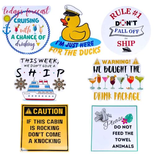 Funny Cruise Ship Magnets - 7PC Whimsical Door Decorations