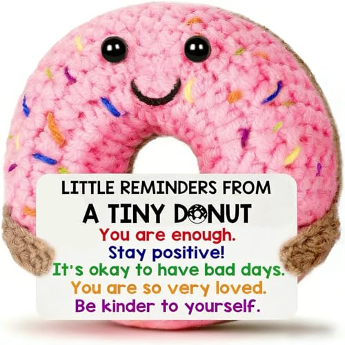 Cute Positive Donut Plush - Uplifting Crochet Gift for Friends