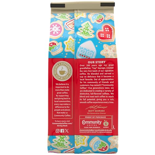 Community Coffee Grandma's Sugar Cookie Ground Coffee - Limited Edition Holiday Flavor, 11oz Pack of 6