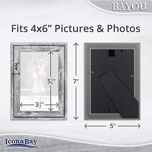Icona Bay 4x6 Azure Gray Picture Frame - Coastal Style, Wall Mount & Table Top