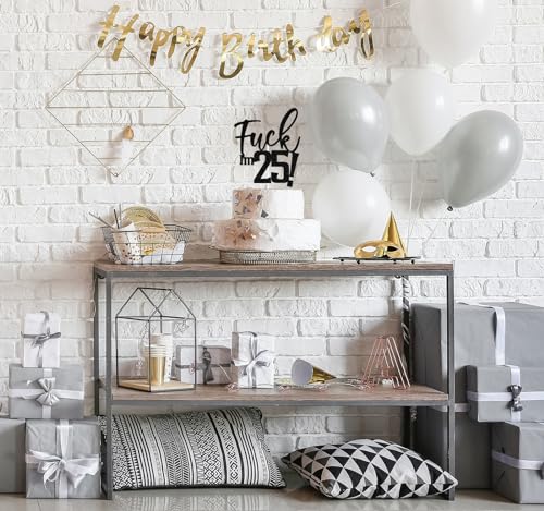 Funny Black Glitter Cake Topper - 'Fu*k I'm 25' for Birthday Party