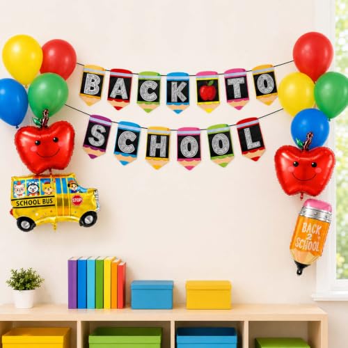 Complete Back to School Decorations Set with Banner & Balloons