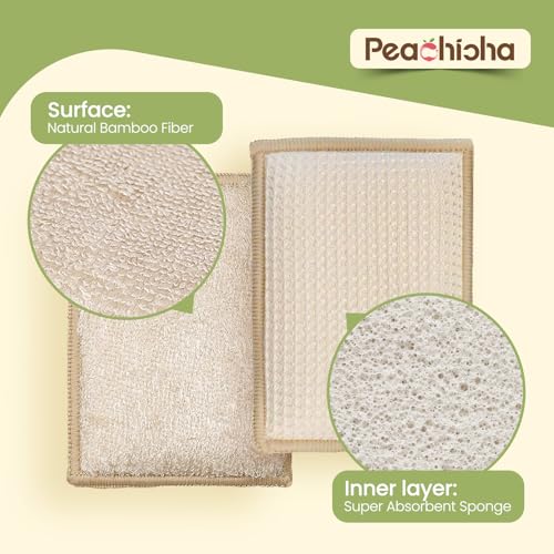 Reusable Bamboo Dish Sponges - Eco-Friendly Kitchen Cleaning Pads, Pack of 10