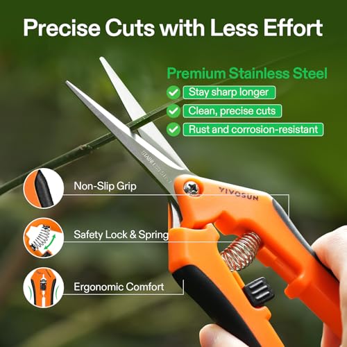 VIVOSUN 6.5 Inch Orange Pruning Shears - 6-Pack Micro Tip Scissors